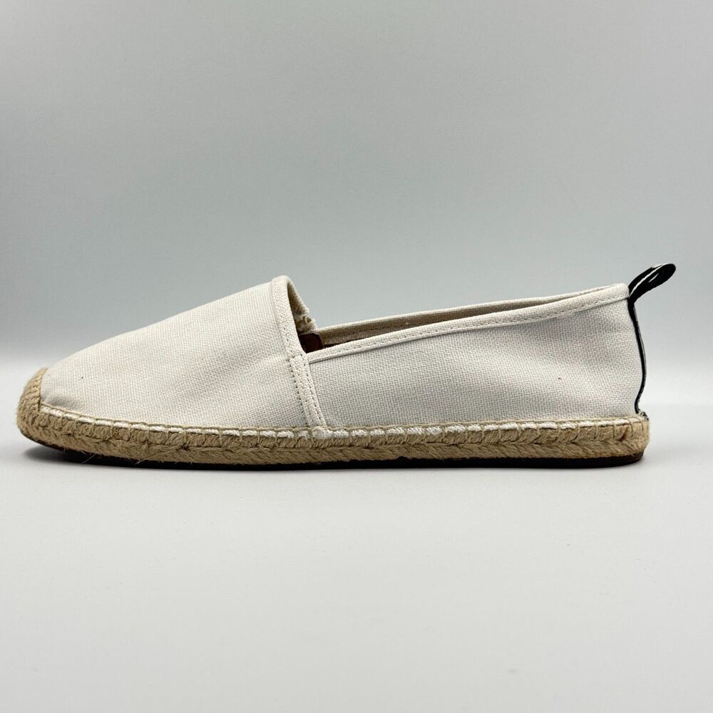 Michael Kors Womens 9M White Canvas Lenny Espadrille Slip On Flats